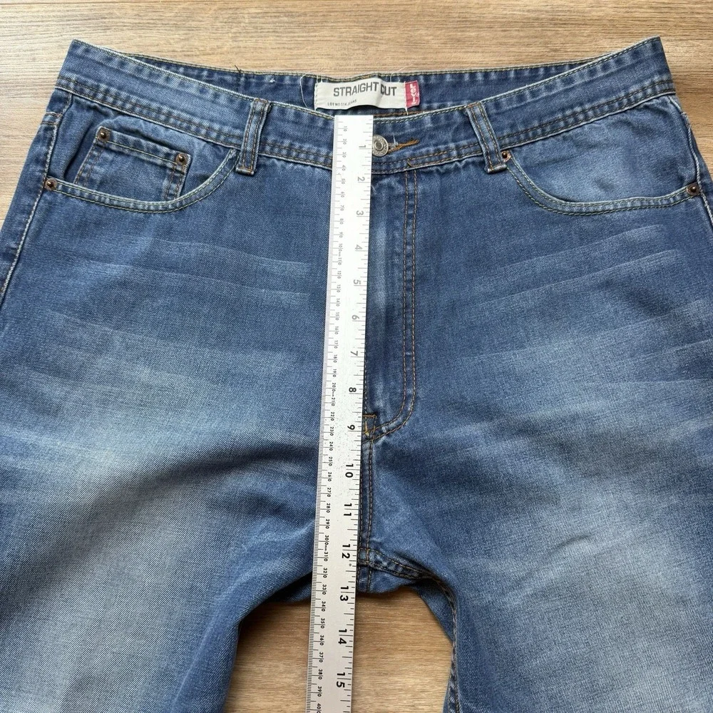 Levis 514 Jeans Men 36x34 Blue Straight Leg Medium Wash Faded Denim Casual‎ Y2K